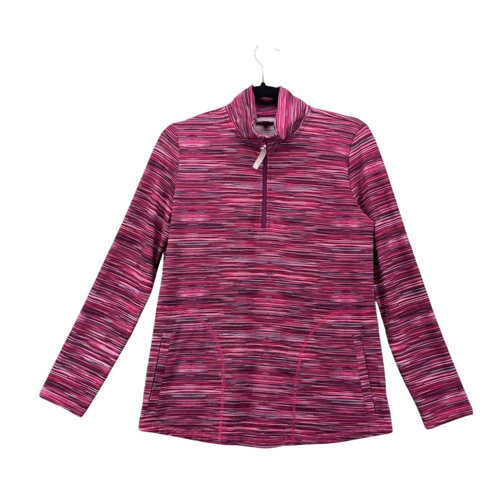 T By Talbots Quarter Zip Pullover Raspberry Small